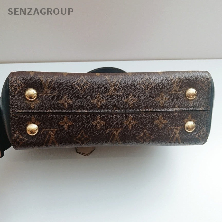 Louis Vuitton Cluny BB Top Handle Bag Crossbody Brown Red Gold Women Classic
