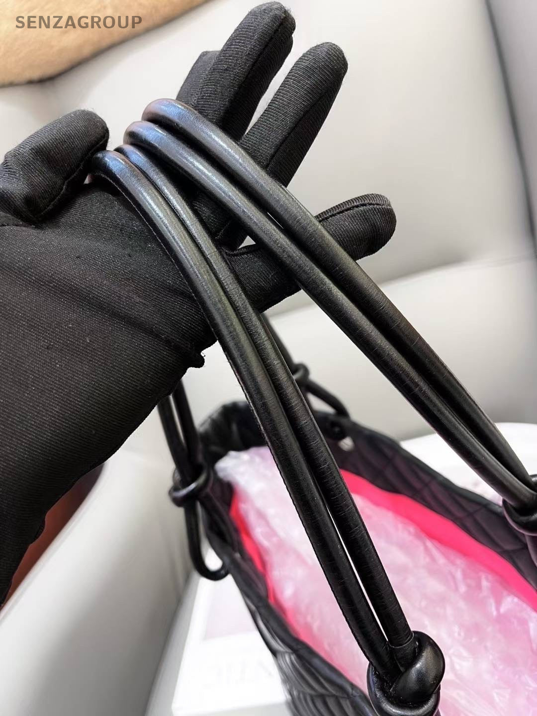 CHANEL Cambon All Black Shoulder bag tote Good Condition