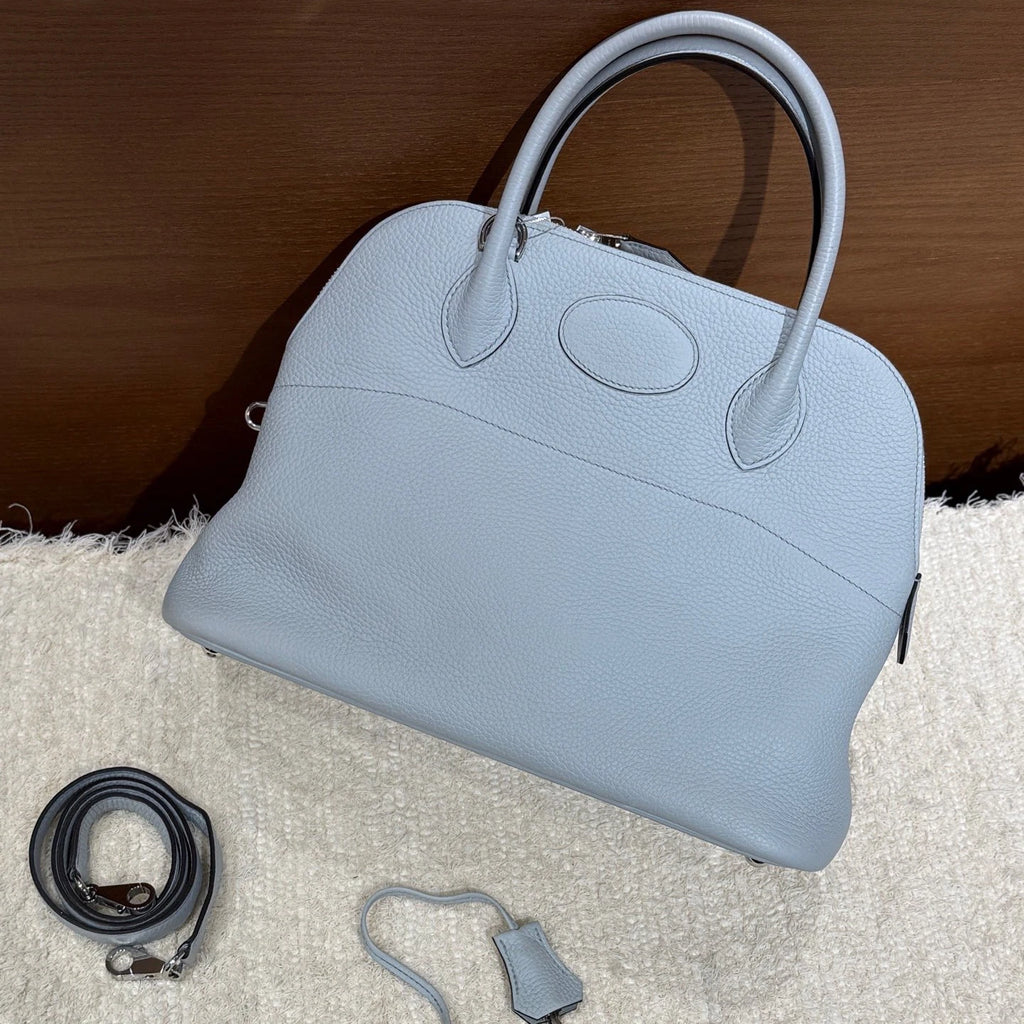 Hermes Bolide31 Top Handle Crossbody Blue Silver Women Classic Fashion