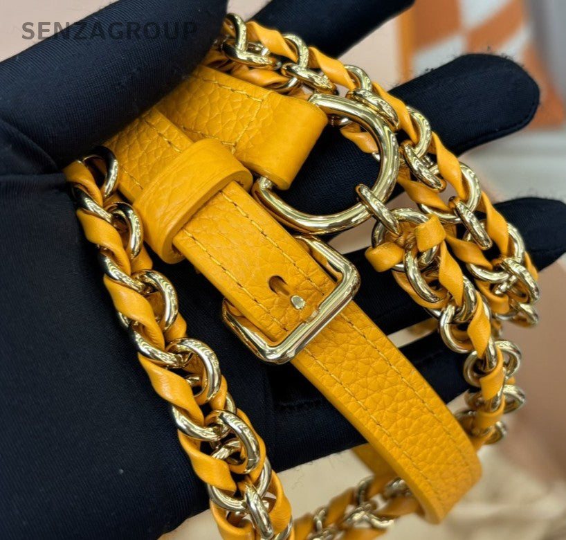 Louis Vuitton Capucines Mini Top Handle Bag Crossbody Yellow Gold Women Fashion