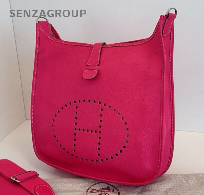 Hermes Evelyne33 Shoulder Bag Pink Silver Used Women Classic Fashion