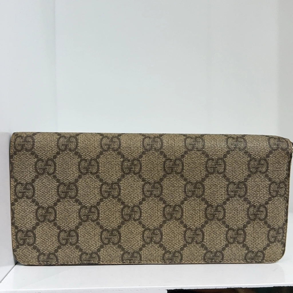 GUCCI Beige Monogram Canvas Long Wallet For Women