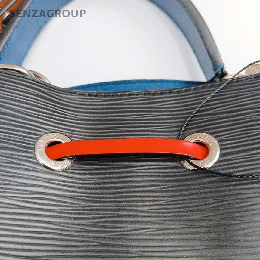 Louis Vuitton Bucket BB Epi Top Handle Bag Crossbody Black Silver Women Classic