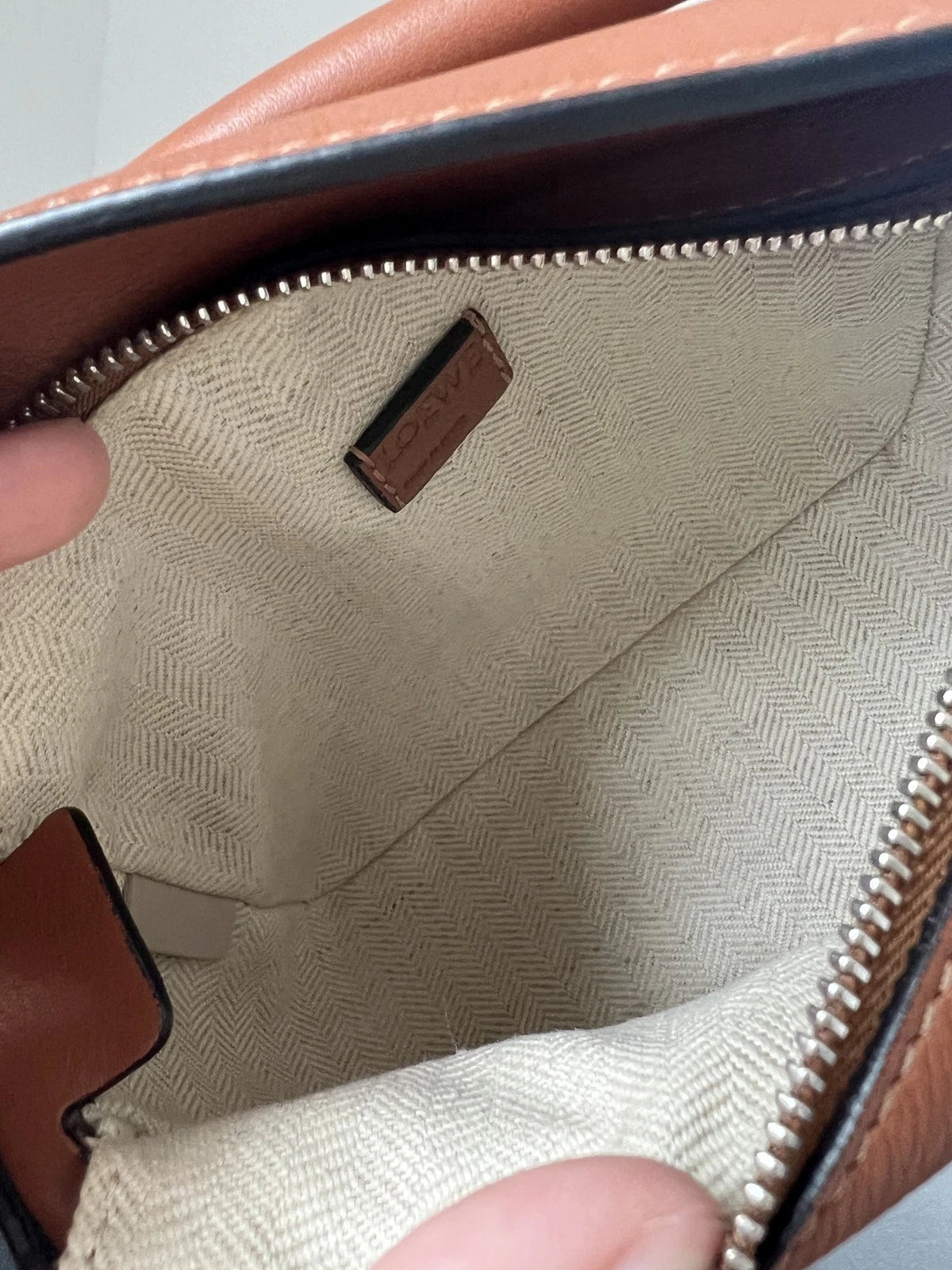 Authentic Loewe Puzzle Mini Caramel Brown Leather Geometric Handbag Crossbody