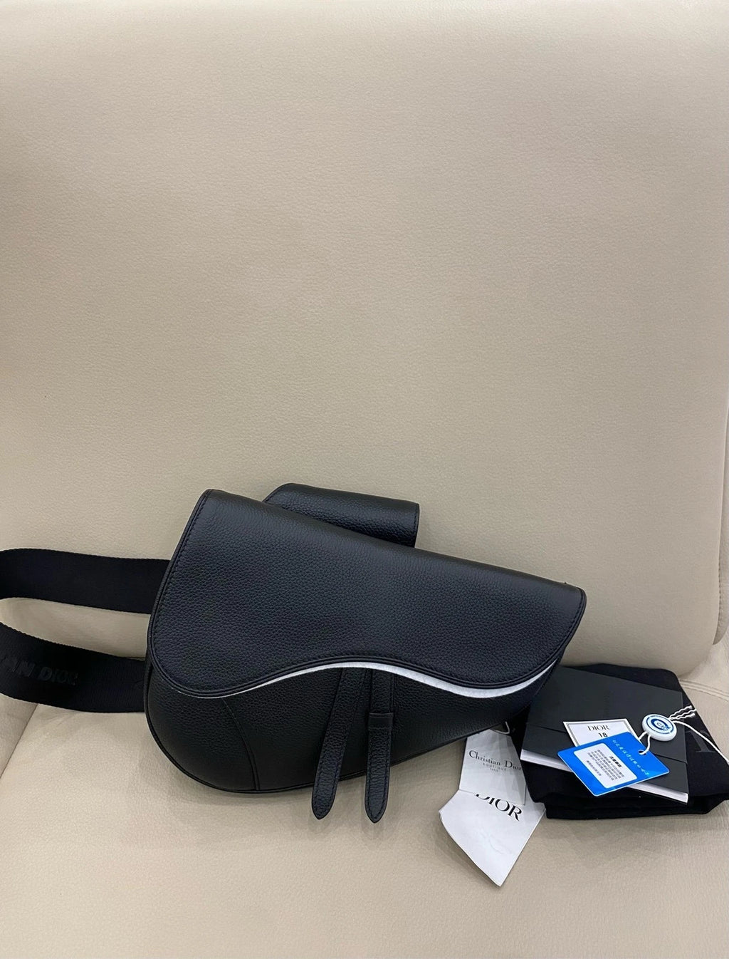 Dior Medium Saddle Black Calfskin Shoulder Bag For Women