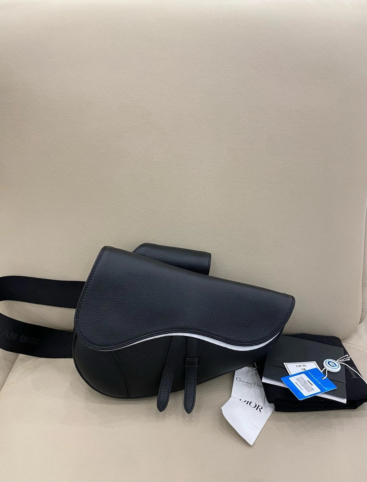 Dior Medium Saddle Black Calfskin Shoulder Bag For Women