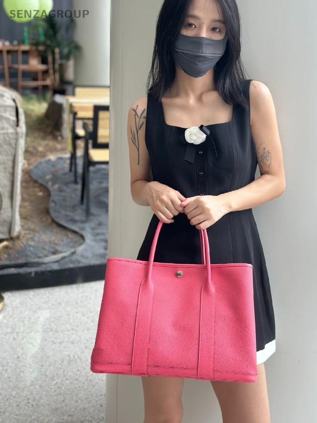 Hermes Garden Party GP36 tote Shoulder bag Epsom Leather Pink Women