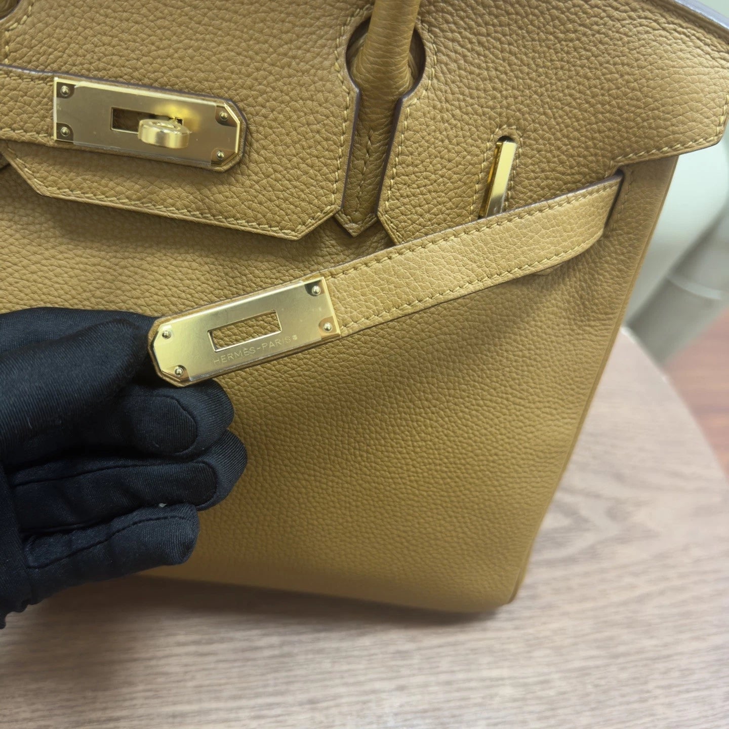 Hermes Birkin 30 Top Handle Brown Gold Women Classic
