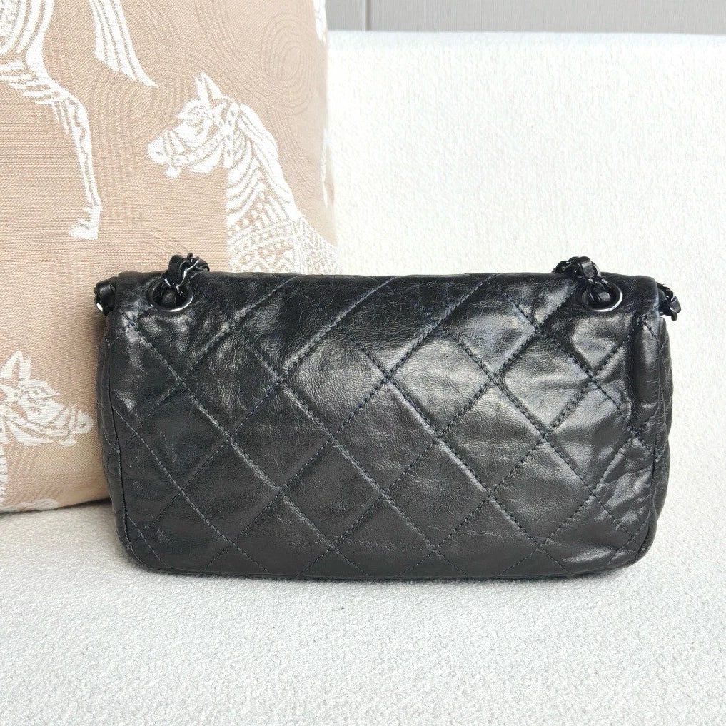 Chanel Classic Flap Chain Shoulder Crossbody Gray Silver Women Classic