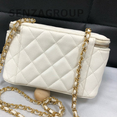 Chanel White Gold Calfskin Playing Card Box Bag Chain Shoulder Crossbody