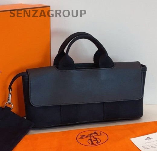 Hermes Valparaiso So Black Top Handle Bag Black Silver Unisex Adults Classic