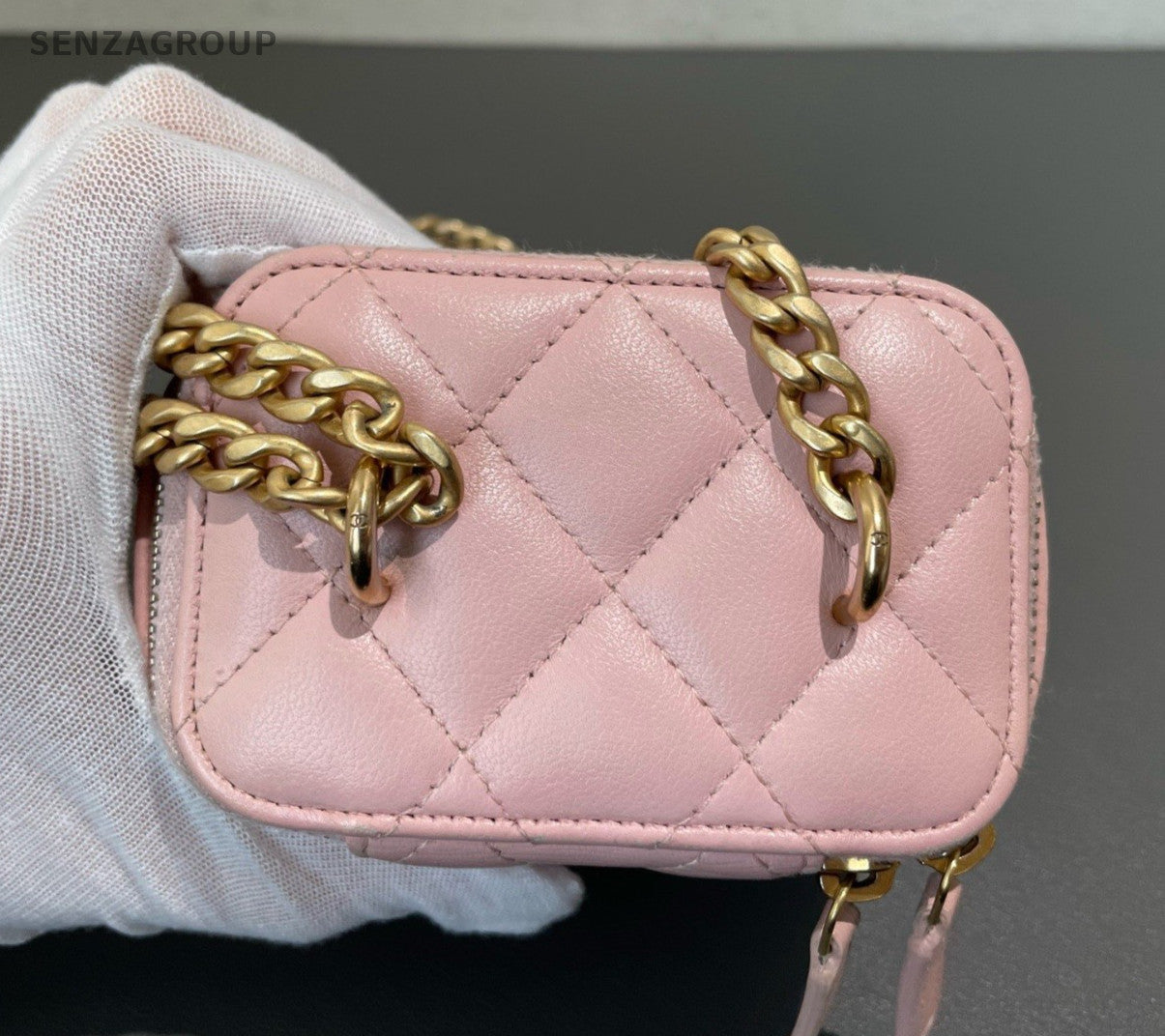 Chanel Vanity Case Mini Chain Shoulder Bag Crossbody Pink Gold Women Fashion