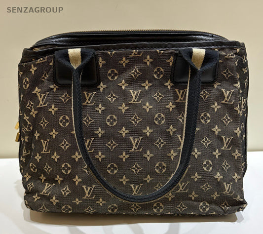 Louis Vuitton Monogram Tote Black Gray Gold Top Handle Bag Women Classic Vintage