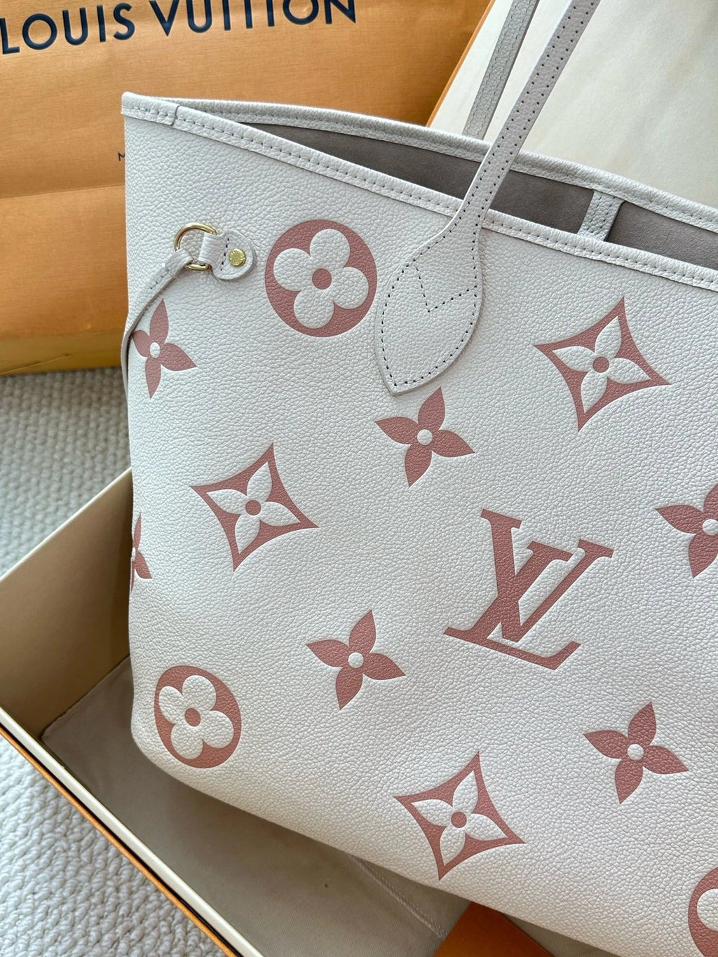 Louis Vuitton Strawberry Milk Neverfull Medium Tote Bag For Women