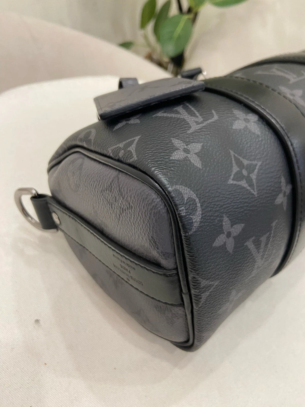 Louis Vuitton Keepall25 Top Handle Crossbody Black Silver Unisex Adults