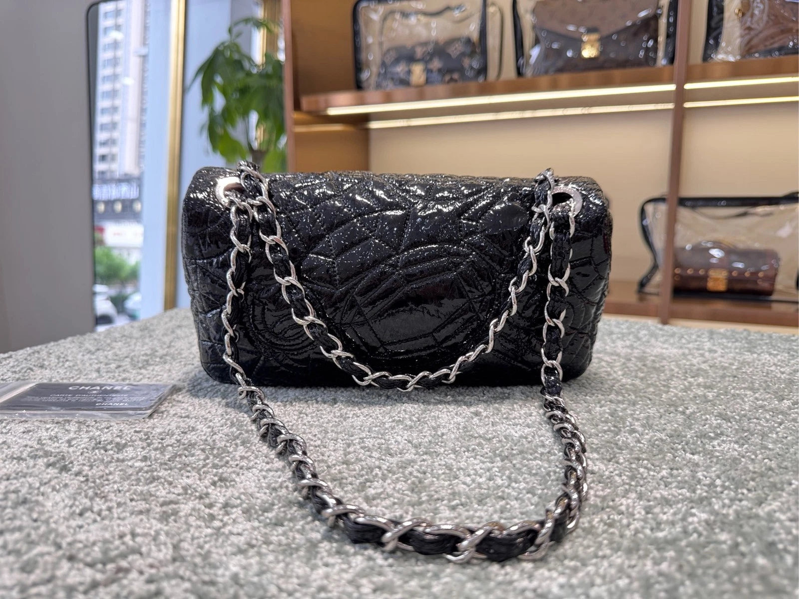 Pre-owned CHANEL Black Waxed Leather CF Shoulder Bag For Women