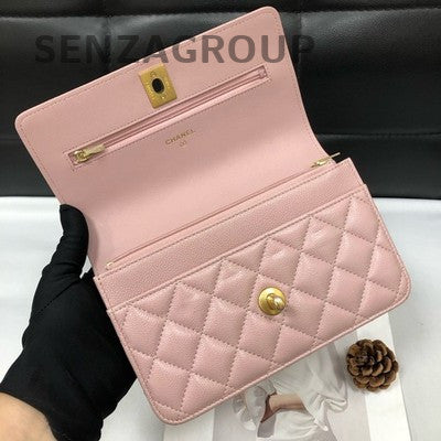 Chanel Pink Gold WOC Chain Shoulder Crossbody Bag Women Classic