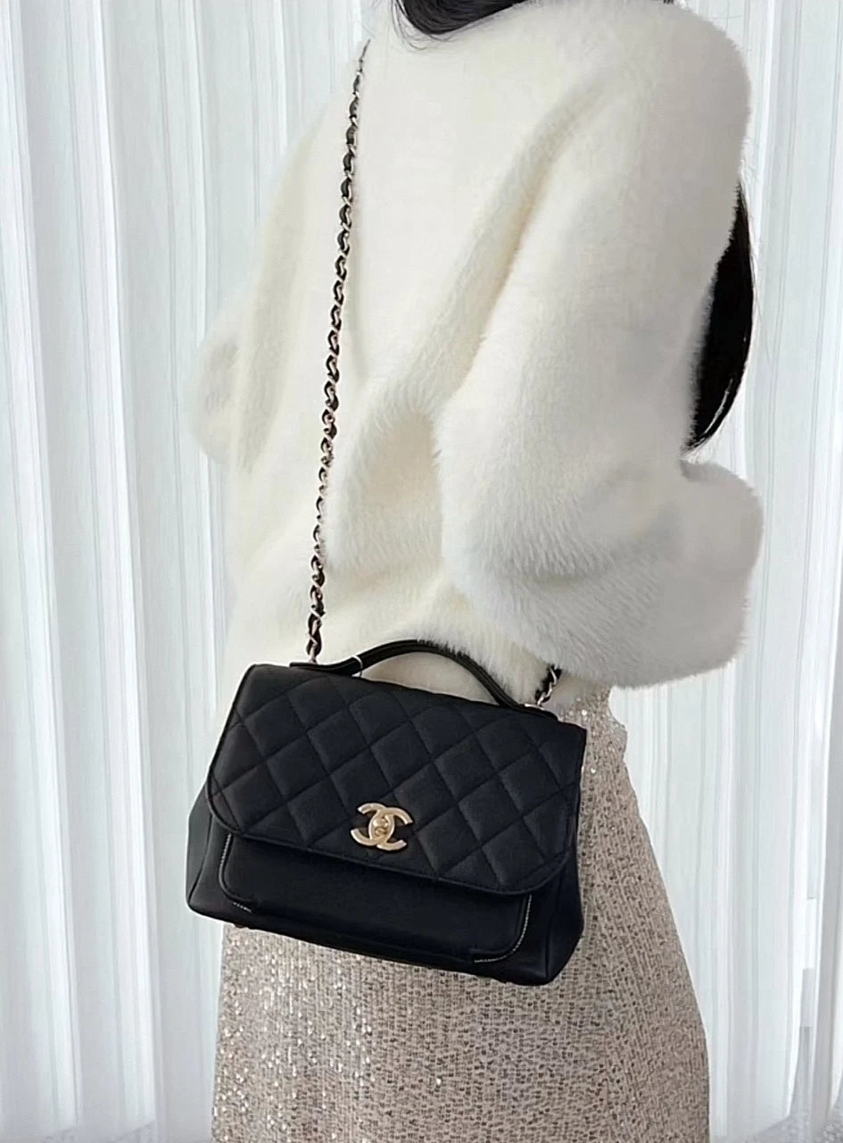 CHANEL Medium Calfskin Top Handle Messenger Bag For Women