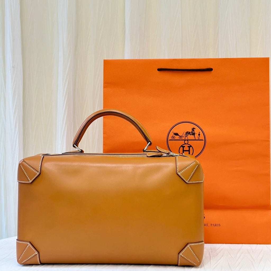 Hermes Maxibox Gold Brown Top Handle Box Bag For Women