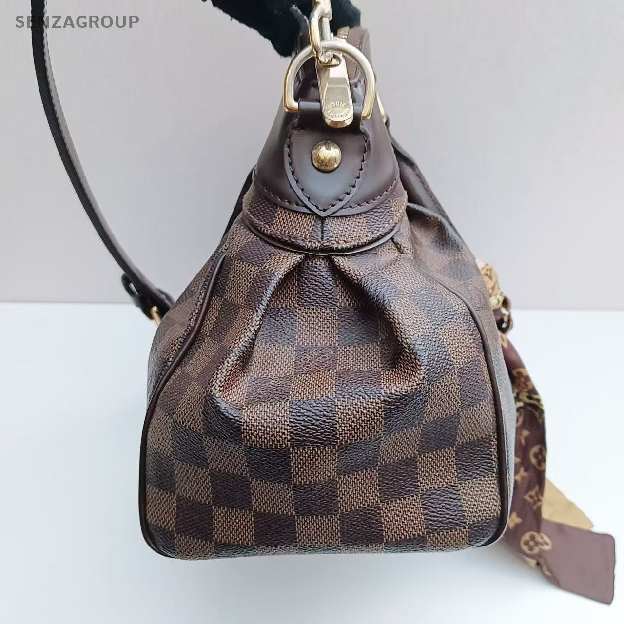 Louis Vuitton Trevi Damier Ebene Top Handle Shoulder Tote Brown Women Classic