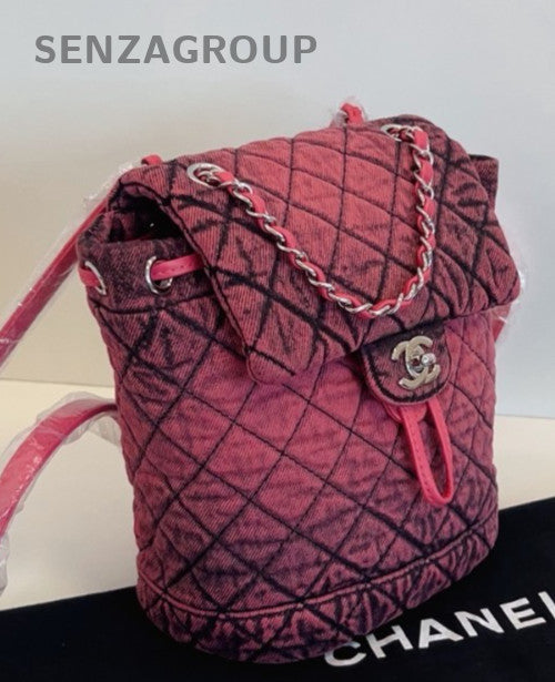 Chanel Diamond Pattern Mini Backpack Pink Silver Women Designer