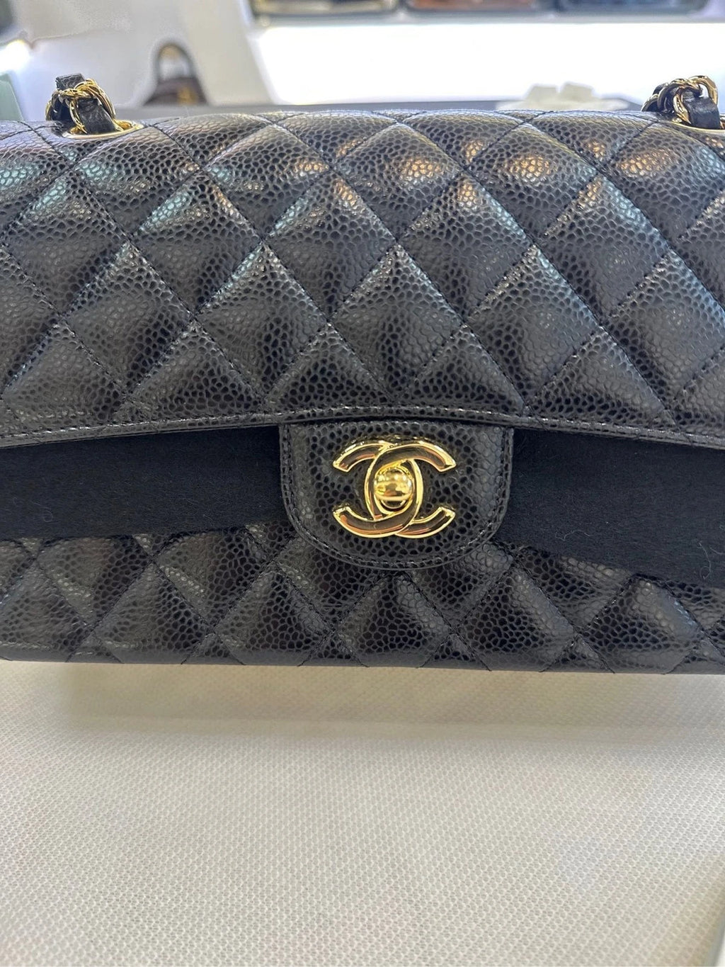 CHANEL CF Small Black Leather Shoulder Crossbody Bag For Women