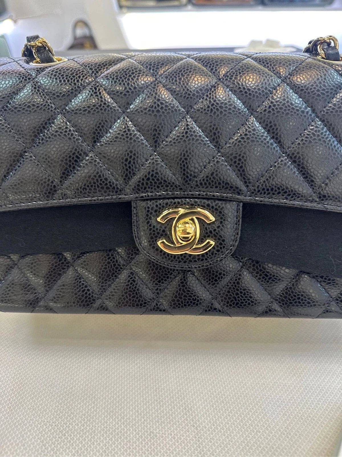 CHANEL CF Small Black Leather Shoulder Crossbody Bag For Women