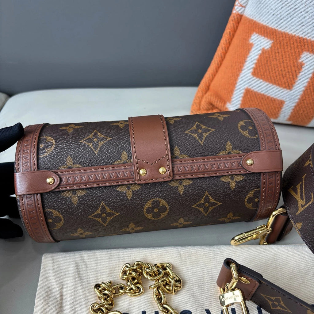 Louis Vuitton Papillon Chain Shoulder Bag Crossbody Brown Gold Women Classic