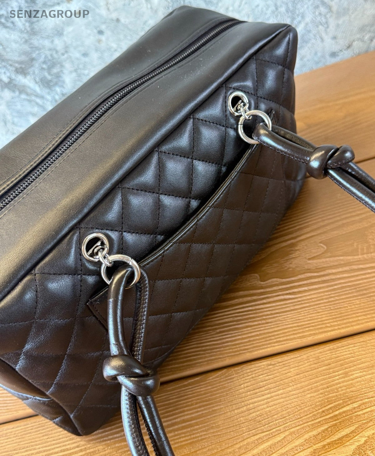 Chanel Cambon Diamond Shoulder Bag Black Silver Used Women Classic Fashion