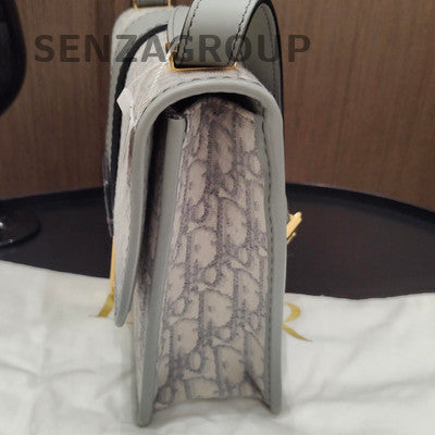 Dior Gray Gold Oblique Saddle Bag Classic Women's Shoulder Crossbody