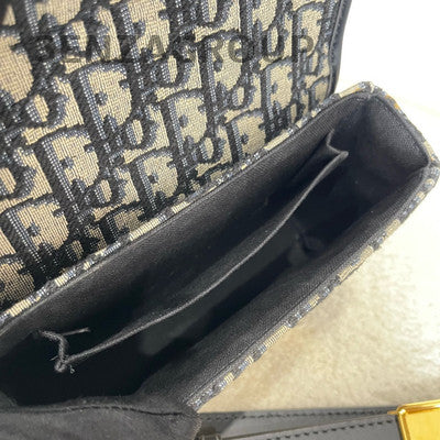 Dior Oblique Box Bag Black Gold Shoulder Crossbody Classic Women