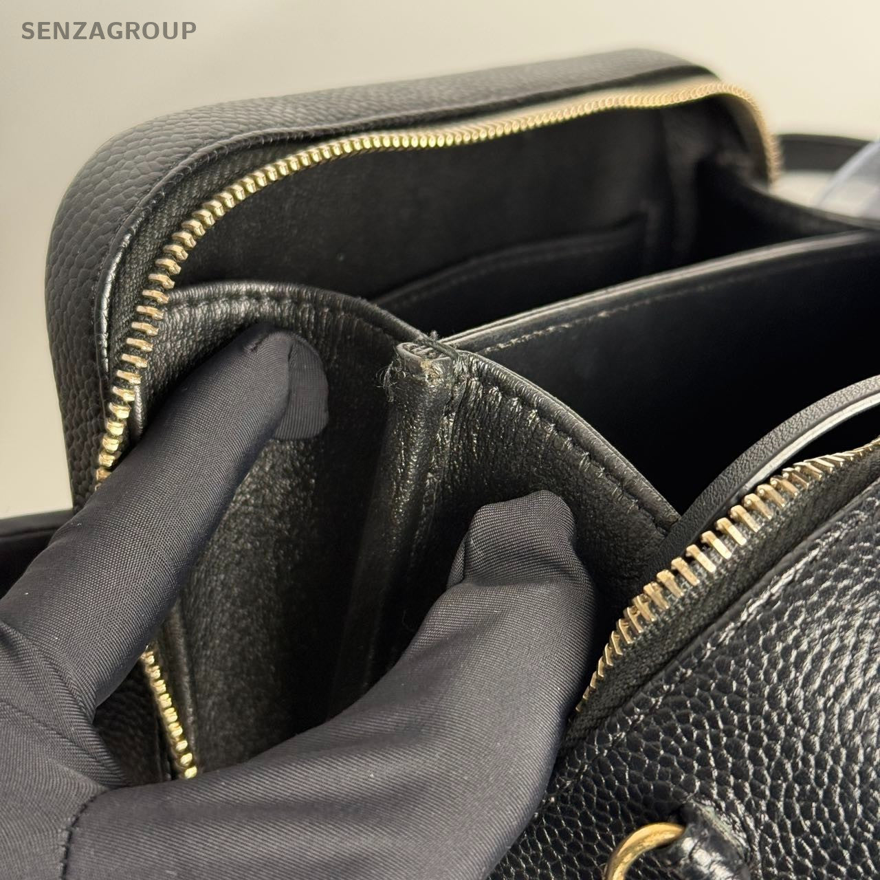 SJ0001 Chanel Vanity Case Small in Black Caviar Leather with Quilted Detail