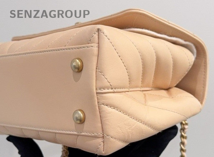 Chanel Cocohandle PM Top Handle Bag Chain Shoulder Bag Pink Gold Women Classic