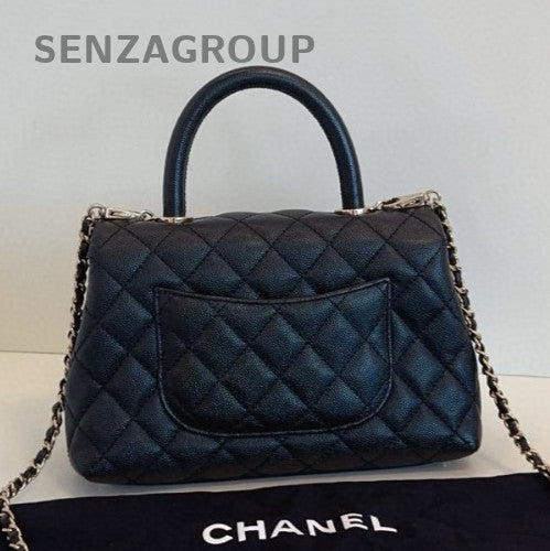 Chanel Cocohandle Calfskin PM Top Handle Shoulder Bag Crossbody Black Gold Women