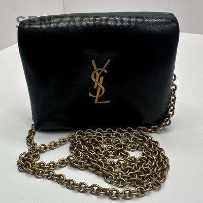 Saint Laurent Black Gold Lambskin Shoulder Crossbody Chain Bag Classic