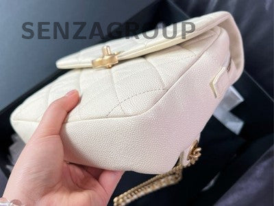 Chanel Quilted Chain Backpack White Gold Hardware Classic Fashion Women