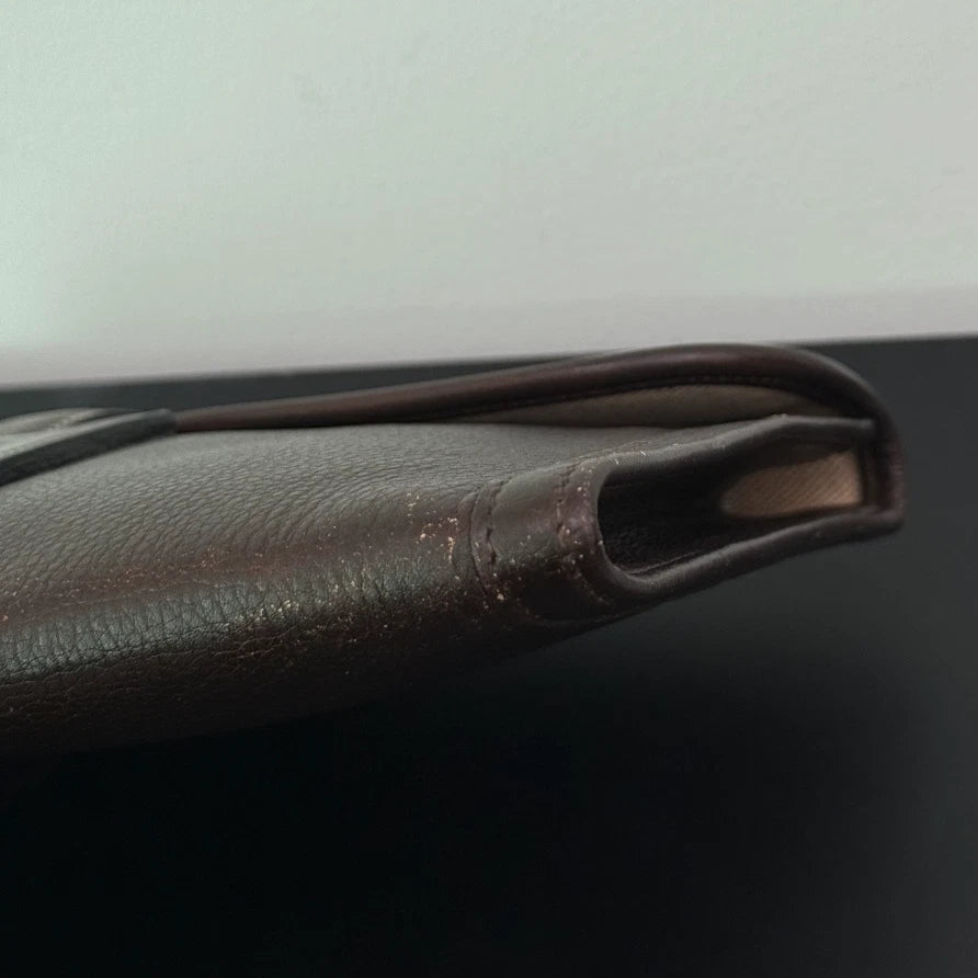 Authentic Vintage Hermes Jige29 Dark Brown Leather Clutch With H Flap
