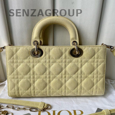 Dior Lady D-Joy Medium Yellow Cannage Handbag Shoulder Bag