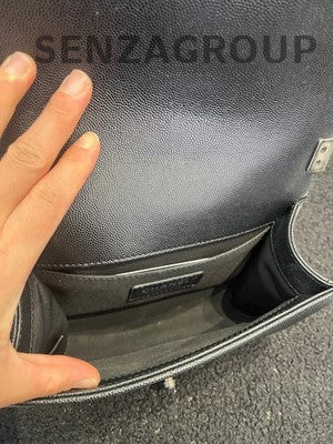 Chanel Black Silver Calfskin Le Boy Small Crossbody Shoulder Bag Classic