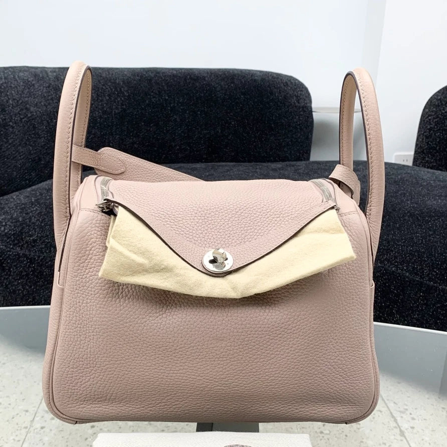 Hermes Lindy 30 Top Handle Shoulder Bag Purple Silver Hardware S Excellent