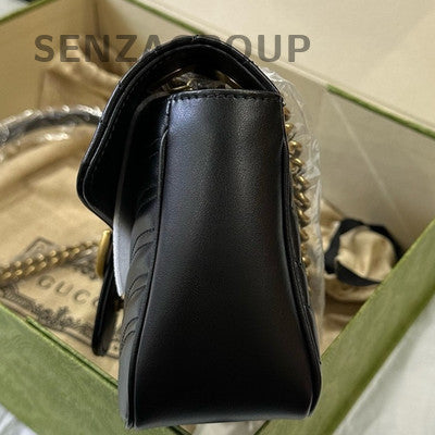 Gucci Marmont 26 Medium Black Gold Chain Shoulder Crossbody Bag