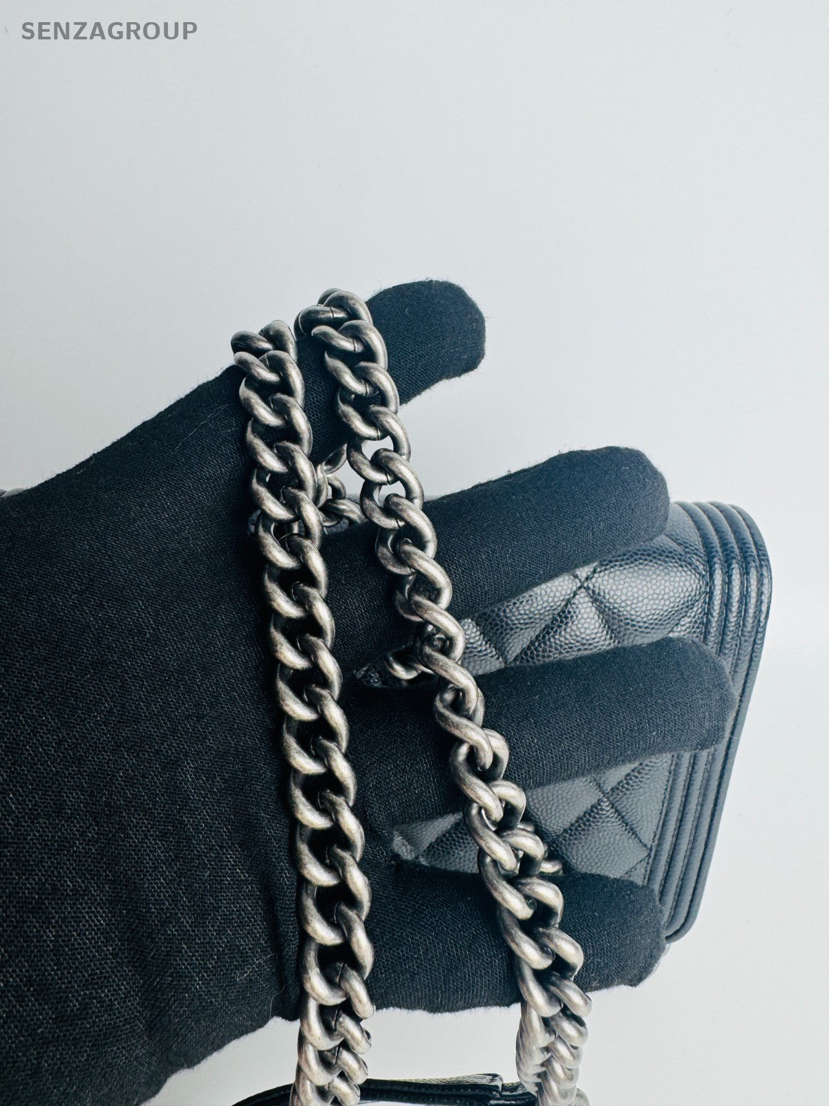CHANEL Leboy Woc Diamond Pattern Chain Shoulder bag Crossbody Black Silver