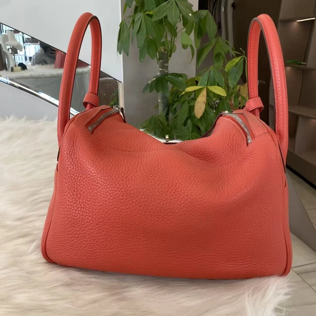 Hermès Lindy 26 Bag Red Silver Shoulder Handbag Classic Women