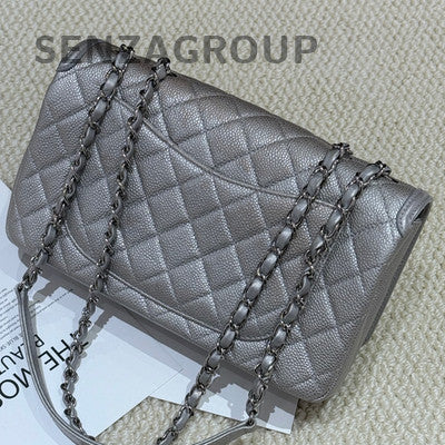Chanel Vanity Filigree Quilted Chain Shoulder Bag Silver Classic Women