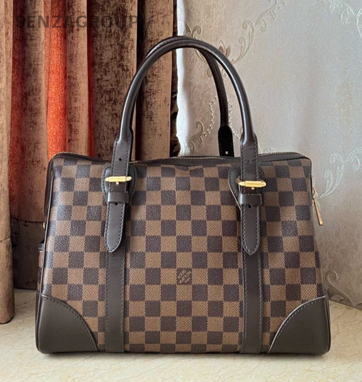 Louis Vuitton Berkeley Damier Ebene Top Handle Handbag Brown Gold Women