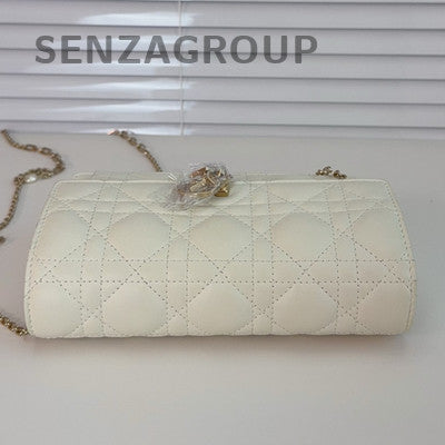 Dior Cannage Lambskin White WOC Chain Crossbody Bag Women Classic