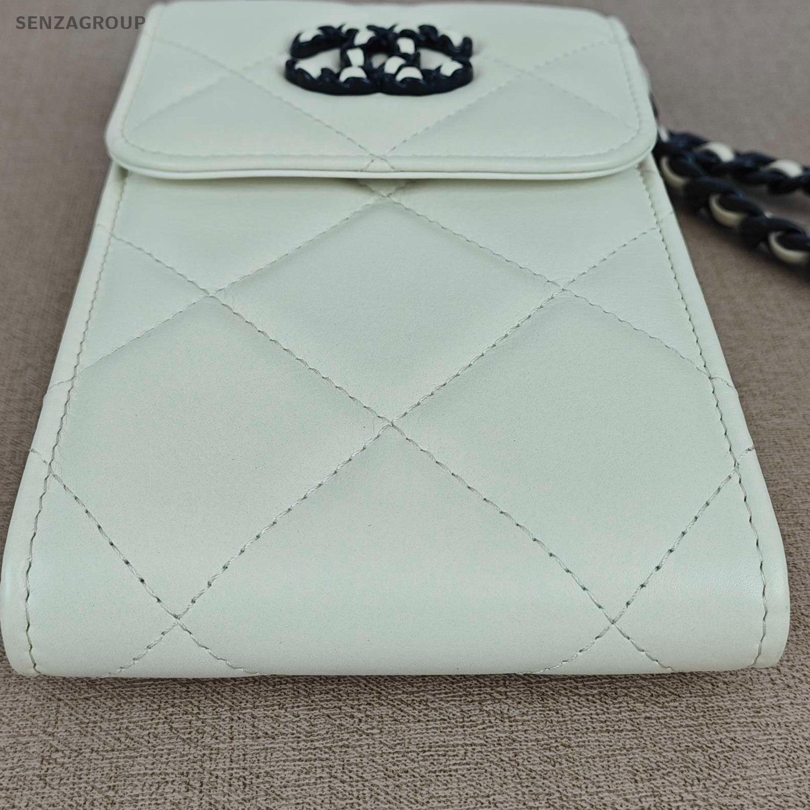 Chanel 19 Bag Black White Quilted Phone Chain Crossbody Bag