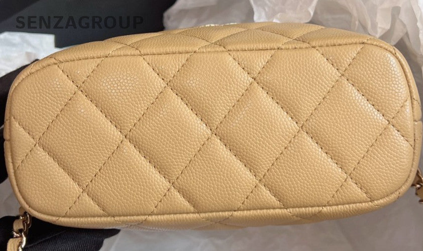 Chanel 25a Diamond Pattern Chain Shoulder Bag Crossbody Brown Gold Used Women