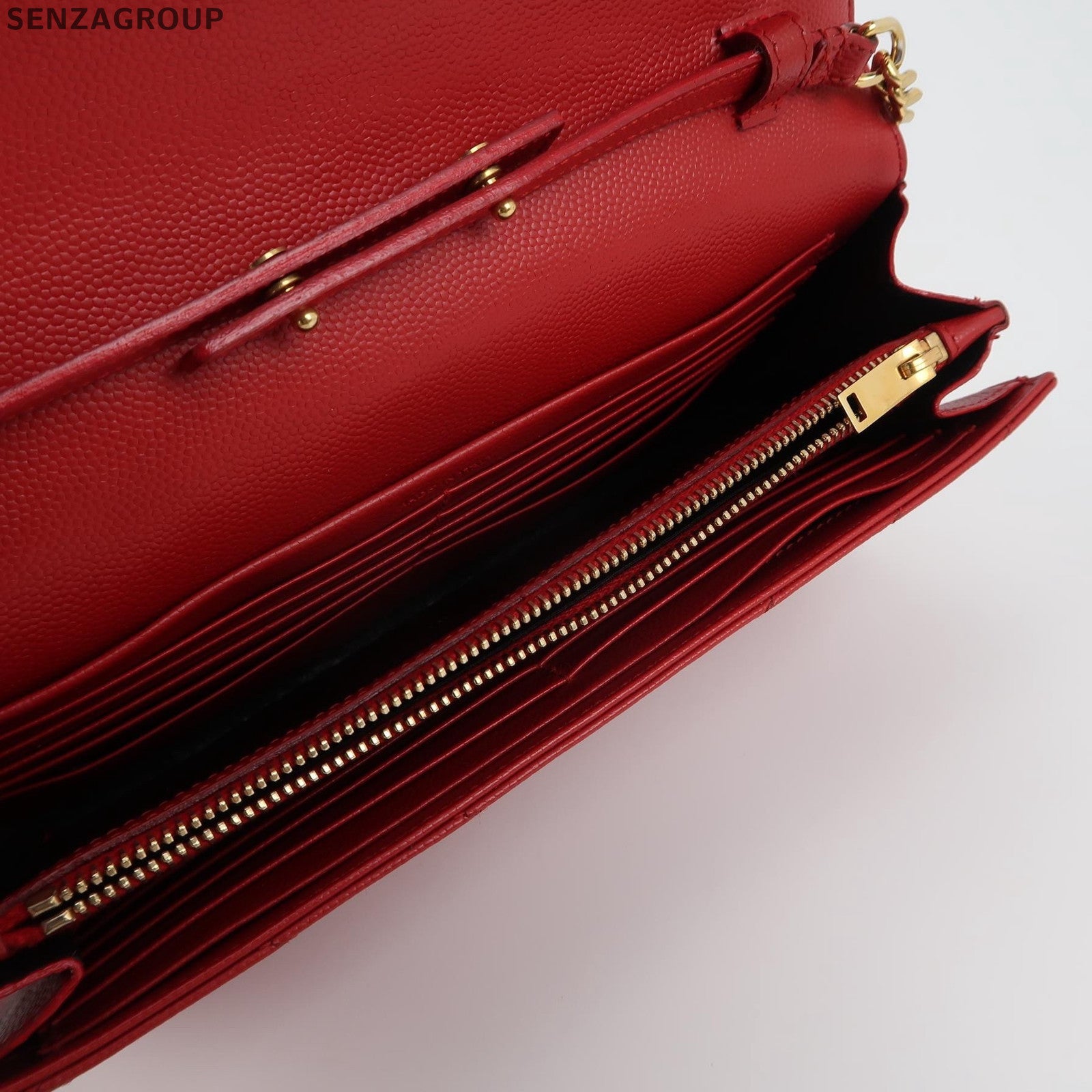 Saint Laurent Envelope Chain Shoulder Crossbody Bag Red Gold Classic Women