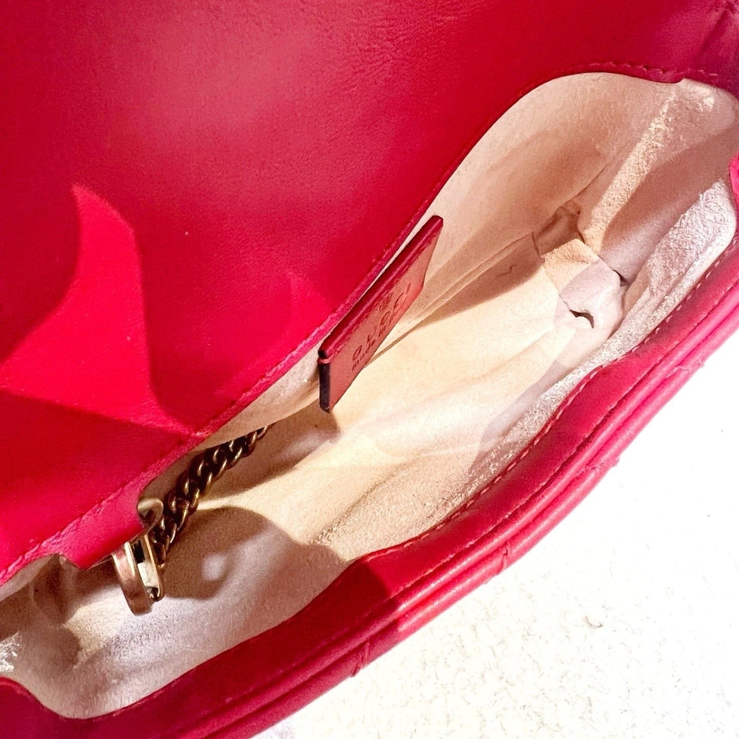 GUCCI Chain Shoulder Bag Red For Women